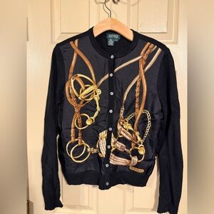 Vintage Ralph Lauren Black Silk-Cashmere Blend Cardigan size M